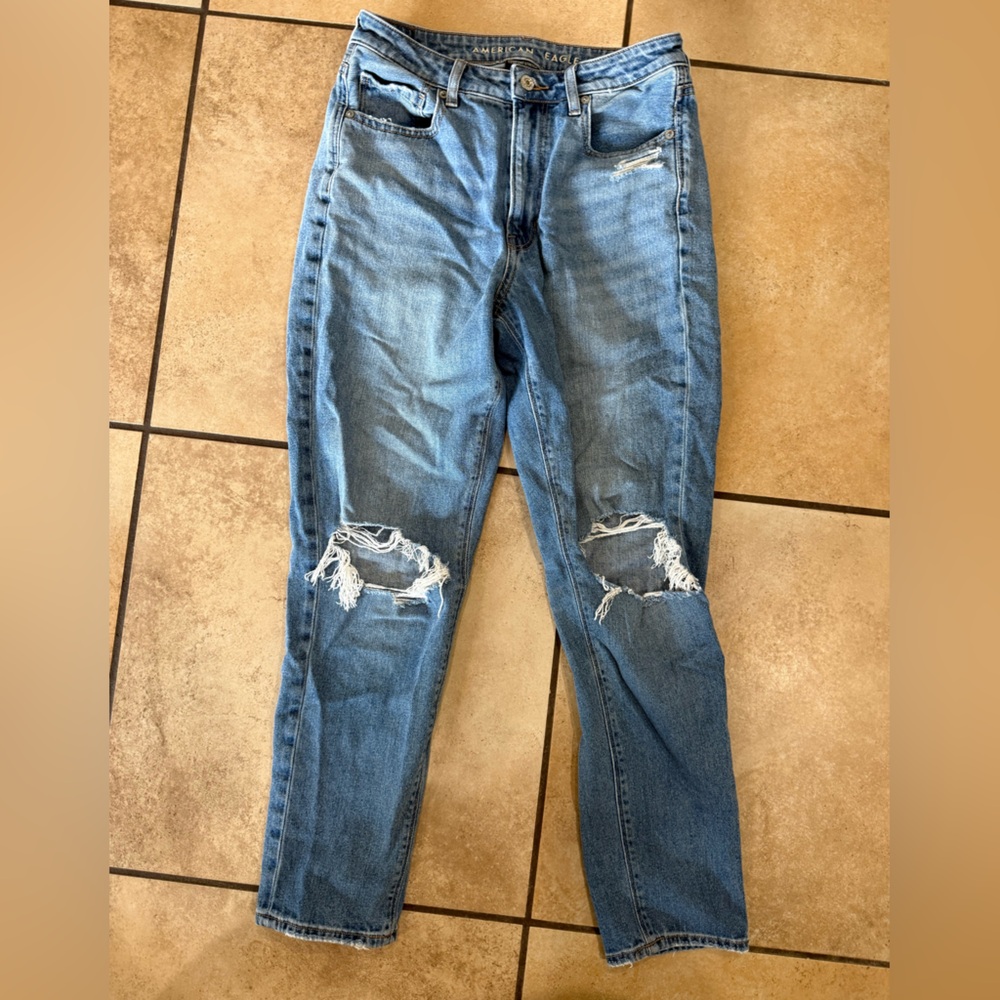 American Eagle Outfitters Light Blue Distressed Straight leg Jeans